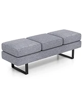 Vebreda Waiting Room Bench Seating Long Bench with Metal Frame Leg-Gray