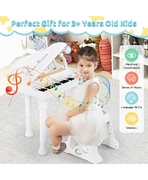 Vebreda 31 Keys Kids Piano Keyboard with Stool and Lid-White