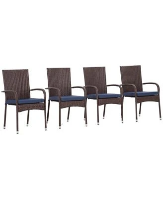 Outsunny Outdoor Dining Chairs W Cushions Patio Dining Chairs Patio Wicker
