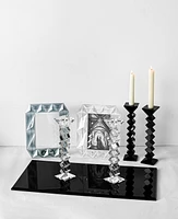 Lainy Home 8" Zig Zag Crystal Candlesticks, Set of 2