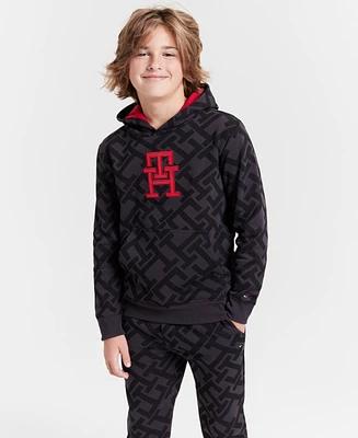 Tommy Hilfiger Big Boys Monotype Allover Print Pullover Hoodie