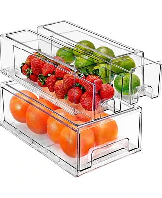 Sorbus 3 Piece (2 Small & 1 Medium) Clear Stackable Pull-Out Drawers - Organization and Storage Containers for Kitchen, Pantry, Bathroom and More