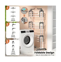 Sugift 4-tier Clothes Drying Rack with Rotatable Side Wings and Collapsible Shelves-Gray