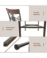 Sugift Set of 2 25 inches Bar Stools with Rust-proof Metal Frame and Soft Sponge Seat-Brown