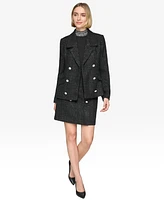 Karl Lagerfeld Paris Women's Double-Breasted Tweed Blazer