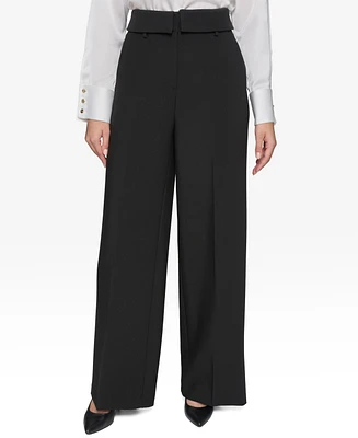 Karl Lagerfeld Paris Women's Wide-Leg Foldover-Waist Pants