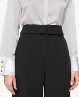 Karl Lagerfeld Paris Women's Wide-Leg Foldover-Waist Pants