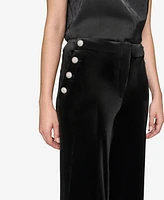 Karl Lagerfeld Paris Women's Velvet Rhinestone-Button Pants