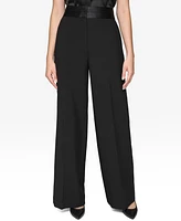 Karl Lagerfeld Paris Women's Satin-Waist Wide-Leg Pants