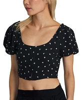 Rvca Juniors' Nova Cropped Puffed-Sleeve Top