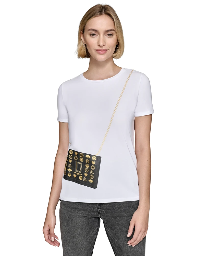 Karl Lagerfeld Paris Women's Cross-Body T-Shirt