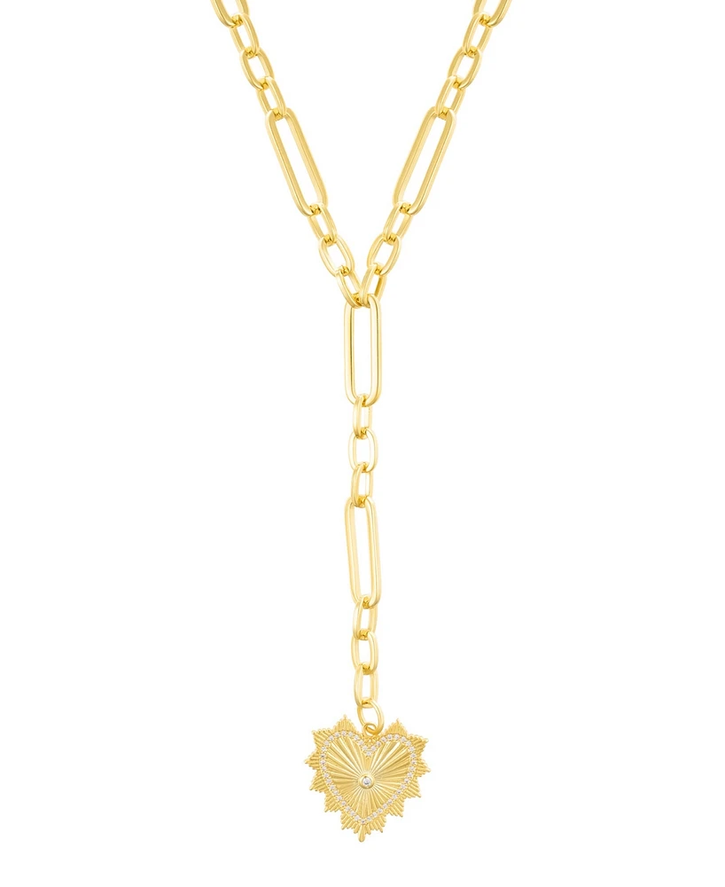 Adornia Gold Cubic Zirconia Jagged Heart Mixed Link Y-Necklace