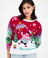 Hooked Up by Iot Juniors' Dancing Penguin Christmas Sweater