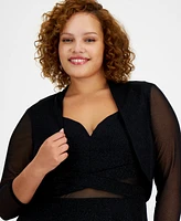 City Studios Trendy Plus Glitter Open-Front Shrug