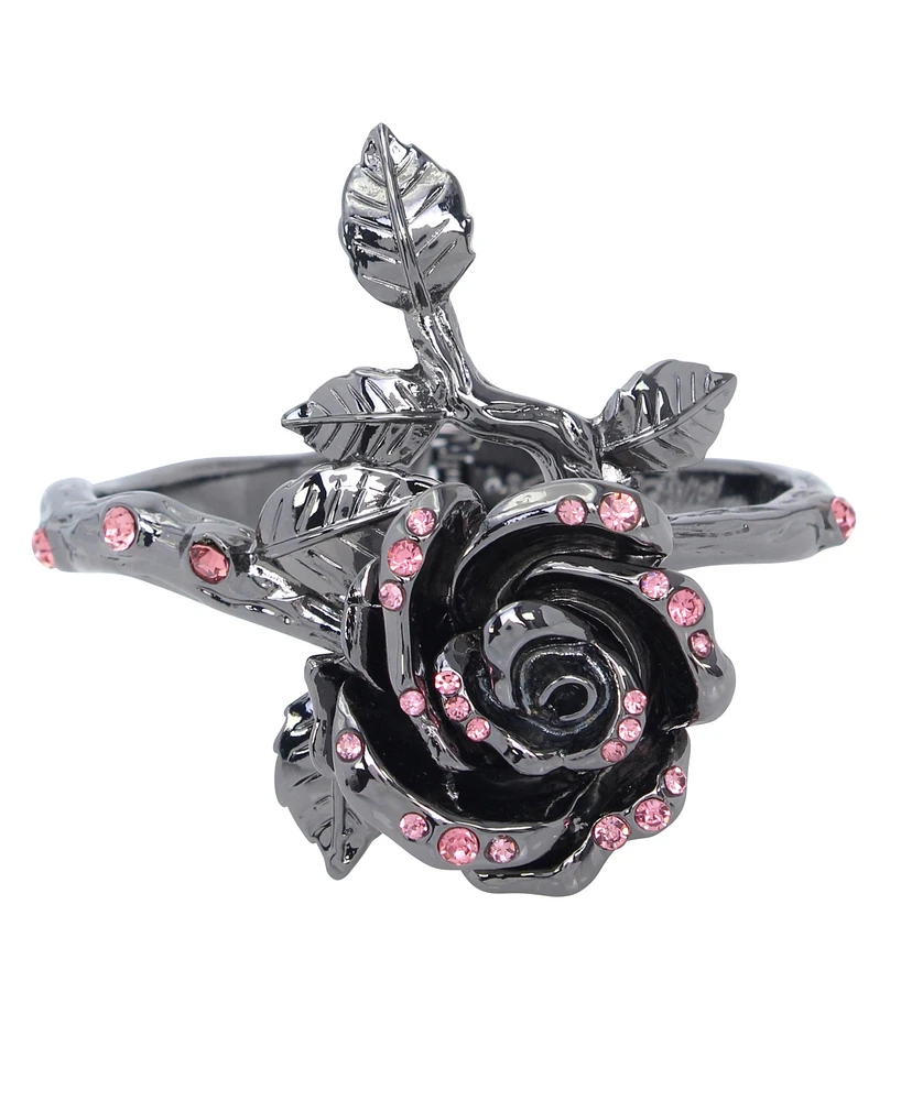 Betsey Johnson Faux Stone Rose Bangle Bracelet