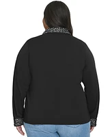 Karl Lagerfeld Paris Plus Size Embellished Knit Top, Created for Macy's