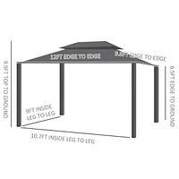 Streamdale Furniture 10'x12' Hardtop Gazebo Canopy with Aluminum Frame and Netting