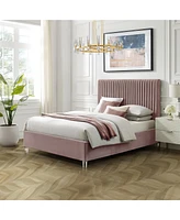 Inspired Home Catelyn Velvet Platform Bed King
