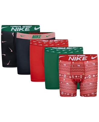 Nike Big Boys Dri-fit Polyester Color Holiday Briefs Underwear, 5-Pack