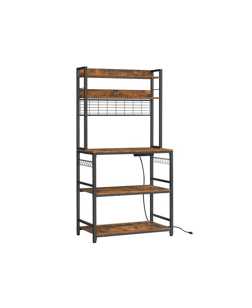 Slickblue Hutch Bakers Rack with Power Outlet