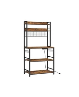 Slickblue Hutch Bakers Rack with Power Outlet