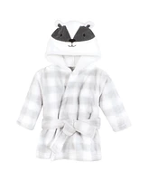 Hudson Baby Unisex Baby Plush Bathrobe and Toy Set, Badger, One Size