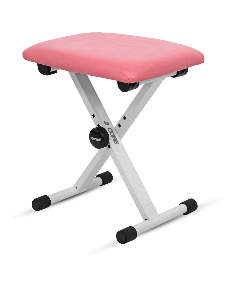 5 Core Keyboard Bench Pair X Style Piano Stool Thick Padded 12 to 18.5 inch Adjustable Keyboards Chair Pink Kbb 02 Pnk