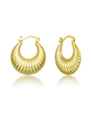 Seashell Long Hoop Earrings Set White Gold Plated, 14k or 18k Rose Plated