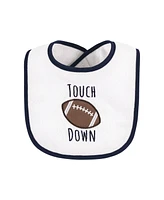 Hudson Baby Cotton Terry Drooler Bibs with Fiber Filling, Football, One Size