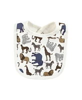 Touched by Nature Infant Boy Organic Cotton Bibs, Classic Safari, One Size