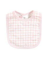 Touched by Nature Infant Girl Organic Cotton Bibs, Pink Peanut, One Size