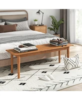 Sugift Solid Wood Dining Bench Entryway Bench with Rubber Wood Legs