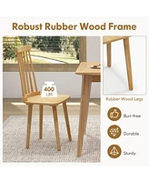 Sugift Windsor Dining Chairs Set of 2 with High Spindle Back and Natural Rubber Wood Legs