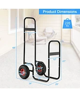 Sugift Firewood Log Cart Carrier with Wear-Resistant and Shockproof Rubber Wheels