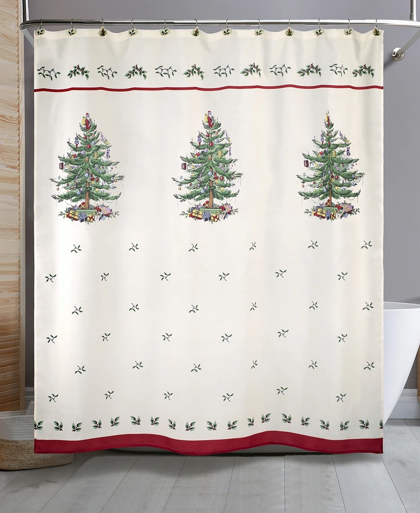 Spode Christmas Tree 13-Pc. Shower Curtain & Hook Set