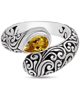 Devata Citrine & Bali Filigree Ring in Sterling Silver