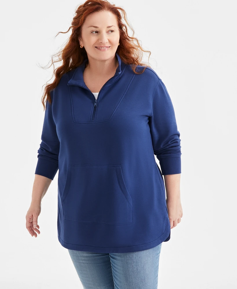 Style & Co Plus Quarter-Zip Top, Exclusively at Macy's