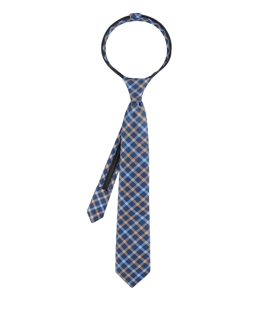 Tommy Hilfiger Boys Madison Grid Check Pre-Tied Zipper Necktie