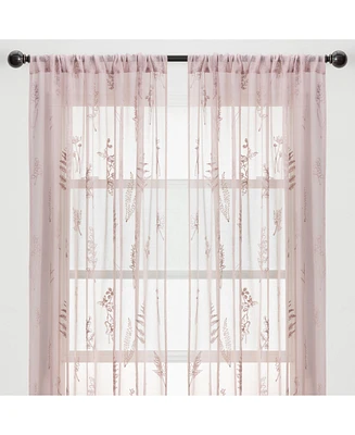 Chanasya Premium 2-Panel Diamond Textured Semi Sheer Curtain Panels - 3-in-1 Back Tab, Rod Pocket