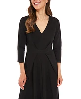 London Times Petite Topstitched 3/4-Sleeve Dress