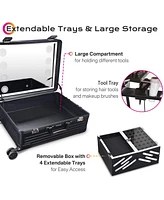 Byootique Rolling Makeup Case Inch Led Lighted Mirror Cosmetic Travel Trolley