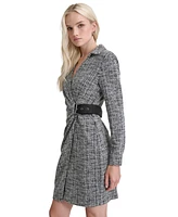 Dkny Women's Collared Faux-Wrap Long-Sleeve Dress