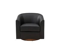 Hulala Home Haley 30.5" Wide Modern Swivel Barrel Chair with Solid Wood Base