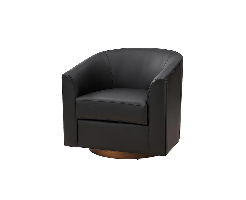 Hulala Home Haley 30.5" Wide Modern Swivel Barrel Chair with Solid Wood Base