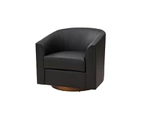 Hulala Home Haley 30.5" Wide Modern Swivel Barrel Chair with Solid Wood Base