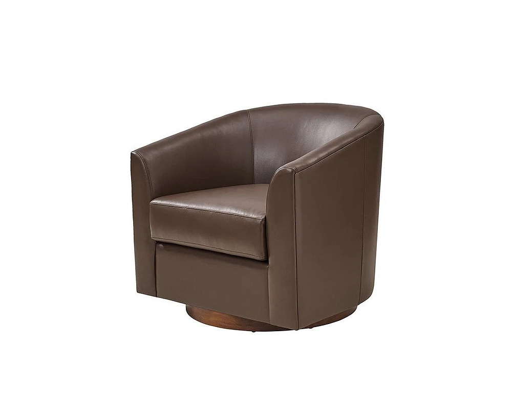 Hulala Home Haley 30.5" Wide Modern Swivel Barrel Chair with Solid Wood Base