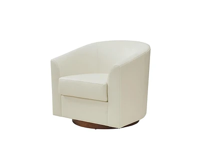 Hulala Home Haley 30.5" Wide Modern Swivel Barrel Chair with Solid Wood Base