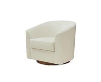 Hulala Home Haley 30.5" Wide Modern Swivel Barrel Chair with Solid Wood Base