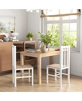 Homcom Farmhouse Armless Dining Chairs, Set of 2 with Slat Back, White
