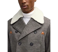 Scotch & Soda Men's Izak Double Breasted Peacoat with Removable Fleece Collar